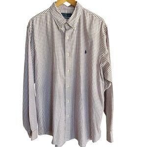Ralph Lauren Men's Classic Fit Button Down Long Sleeve Shirt Plaid Checkered XXL
